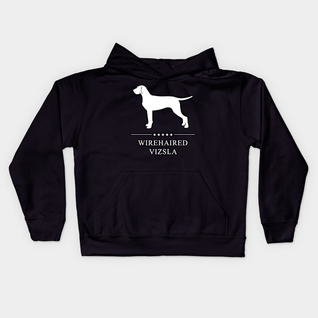 Wirehaired Vizsla Dog White Silhouette Kids Hoodie by millersye